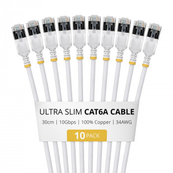 StarTech Slim Cat6a U/FTP Patchkabel RJ45, 0,3 m, συσκευασία 10 τεμ.