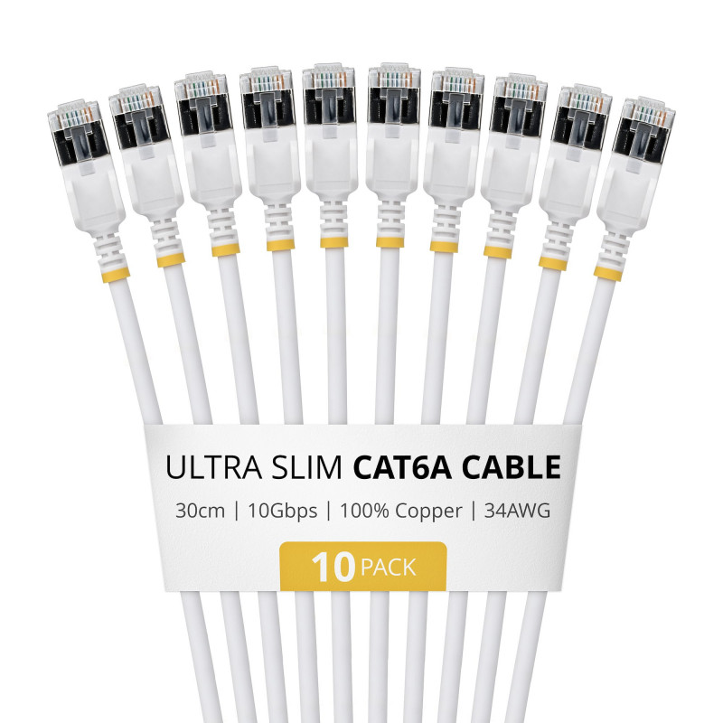 StarTech Slim Cat6a U/FTP Patchkabel RJ45, 0,3 m, συσκευασία 10 τεμ.