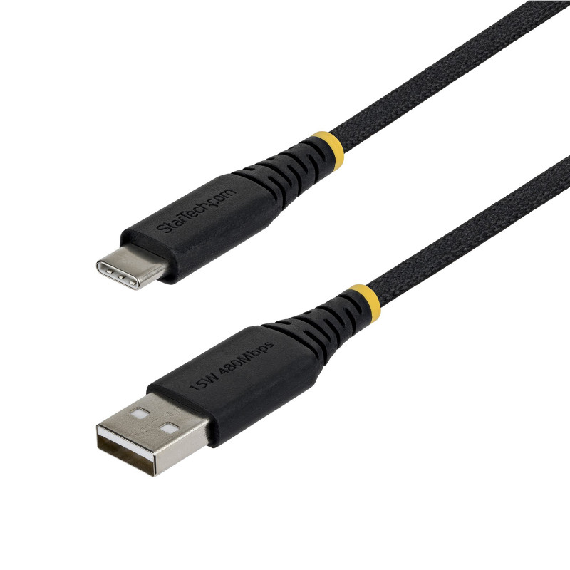 StarTech Πλεκτό καλώδιο USB 2.0 USB-A σε USB-C, 3 m, 15 W, Μαύρο