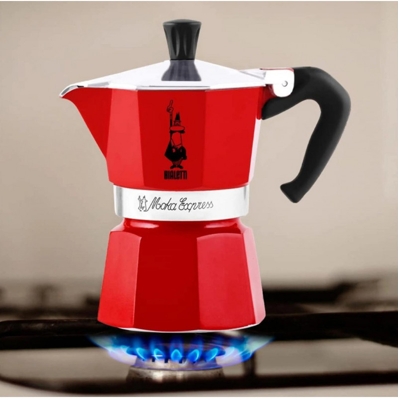 Bialetti Candyland Moka Express 3TZ χειροκίνητη καφετιέρα, 150 ml, κόκκινο