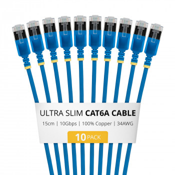 StarTech.com Slim Καλώδιο Patch Cat6a U/FTP RJ45, 0,15 m, Μπλε, Συσκευασία 10 τεμ.