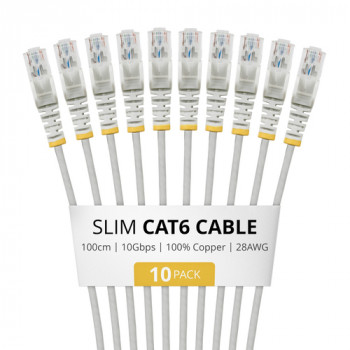 StarTech.com Slim Καλώδιο Patch Cat6 U/UTP RJ45, 1 m, Γκρι, Συσκευασία 10 τεμ.