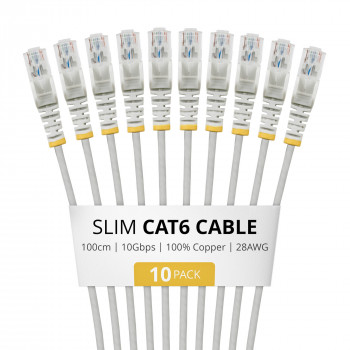 StarTech.com Slim Καλώδιο Patch Cat6 U/UTP RJ45, 1 m, Γκρι, Συσκευασία 10 τεμ.