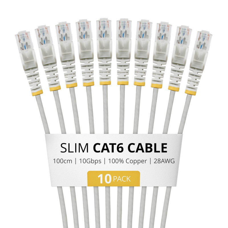 StarTech.com Slim Καλώδιο Patch Cat6 U/UTP RJ45, 1 m, Γκρι, Συσκευασία 10 τεμ.