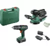 Bosch DIY Σετ UniversalImpact 18V + AdvancedOrbit 18V, 2x 2,0Ah Li-Ion Μπαταρία, Επαναφορτιζόμενο Κρουστικό Δραπανοκατσάβιδο + Επαναφορτιζόμενος Έκκεντρος Τριβείας, Πράσινο (06039D410A)