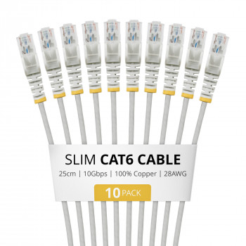 StarTech.com Slim Καλώδιο Patch Cat6 U/UTP RJ45, 0,25 m, Γκρι, Συσκευασία 10 τεμ.