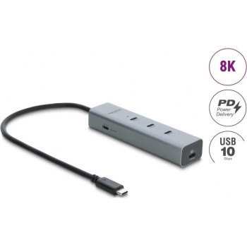 Delock 5 Port USB Type-C™ Hub 10 Gbps με έξοδο βίντεο 8K και PD 3.0 100 Watt (64379)