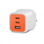 Targus HyperJuice Flex 65W GaN φορτιστής, 3 θύρες (2x USB-C, 1x USB-A), βύσμα EU, κόκκινο κιννάβαρι