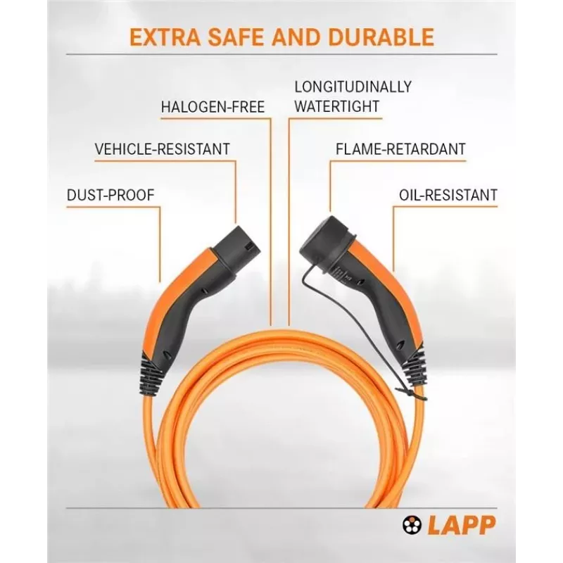 LAPP MOBILITY Καλώδιο Φόρτισης Type 2, έως 11 kW, 7 m, Πορτοκαλί (61790)