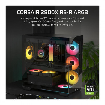 Corsair 2800X RS-R ARGB Κουτί υπολογιστή Micro-ATX με πανοραμικό γυαλί, Μαύρο
