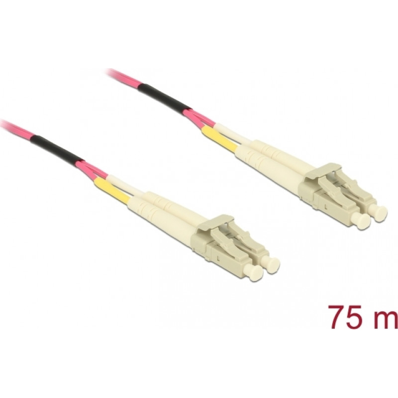 Delock 80156 LC Duplex σε LC Duplex Multimode OM4 καλώδιο οπτικών ινών, 75 m