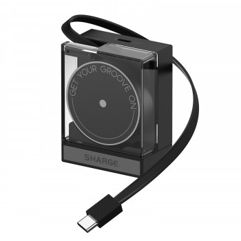 SHARGE Αναδιπλούμενος 65-GaN-Φορτιστής, 65 W, 2x USB-C, Ενσωματωμένο Καλώδιο USB-C, Μαύρο