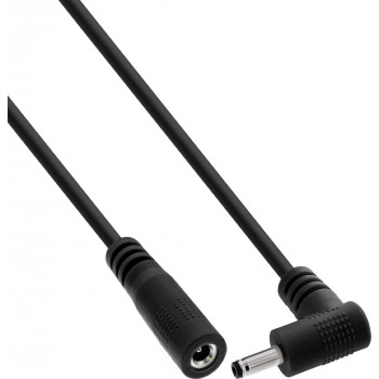 InLine® Καλώδιο Επέκτασης DC, Γωνιακό Βύσμα, 3,5 x 1,35 mm, Μαύρο, 0,5 m