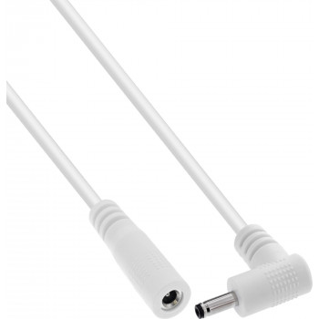 InLine® Καλώδιο Επέκτασης DC, Γωνιακό Βύσμα, 3,5 x 1,35 mm, Λευκό, 0,5 m