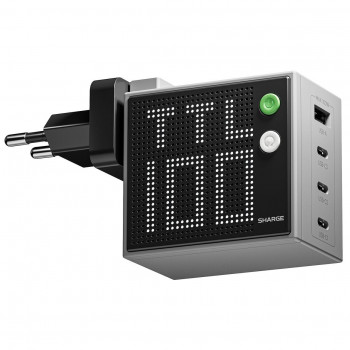 SHARGE Pixel 100 GaN φορτιστής, 100W, 3x USB-C, 1x USB-A - γκρι