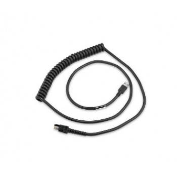 Zebra Θωρακισμένο σπιράλ καλώδιο USB, Σειρά A, 9 ft, BC1.2 High Current, -30C (CBA-UF6-C09ZAR)