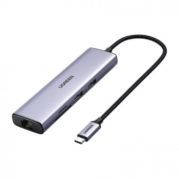UGREEN 60515 7-in-1 Προσαρμογέας USB-C Multiport, 4K HDMI, Gigabit-Ethernet, 100 W PD, Γκρι