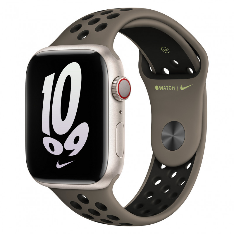 Apple Watch Nike Sportarmband 45mm – Olive Grey/Μαύρο