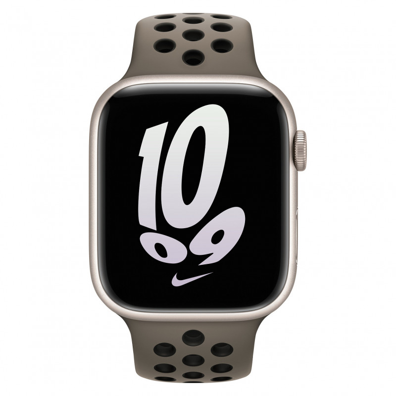 Apple Watch Nike Sportarmband 45mm – Olive Grey/Μαύρο