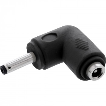 InLine® DC-Adapter, 3,5 x 1,35 mm, βύσμα αρσενικό/υποδοχή θηλυκή, γωνιακό, μαύρο