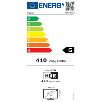 Hisense 75WH80GE Οθόνη υψηλής φωτεινότητας 75 ιντσών για βιτρίνα, 4K UHD, 4000 cd/m², 24/7, Android