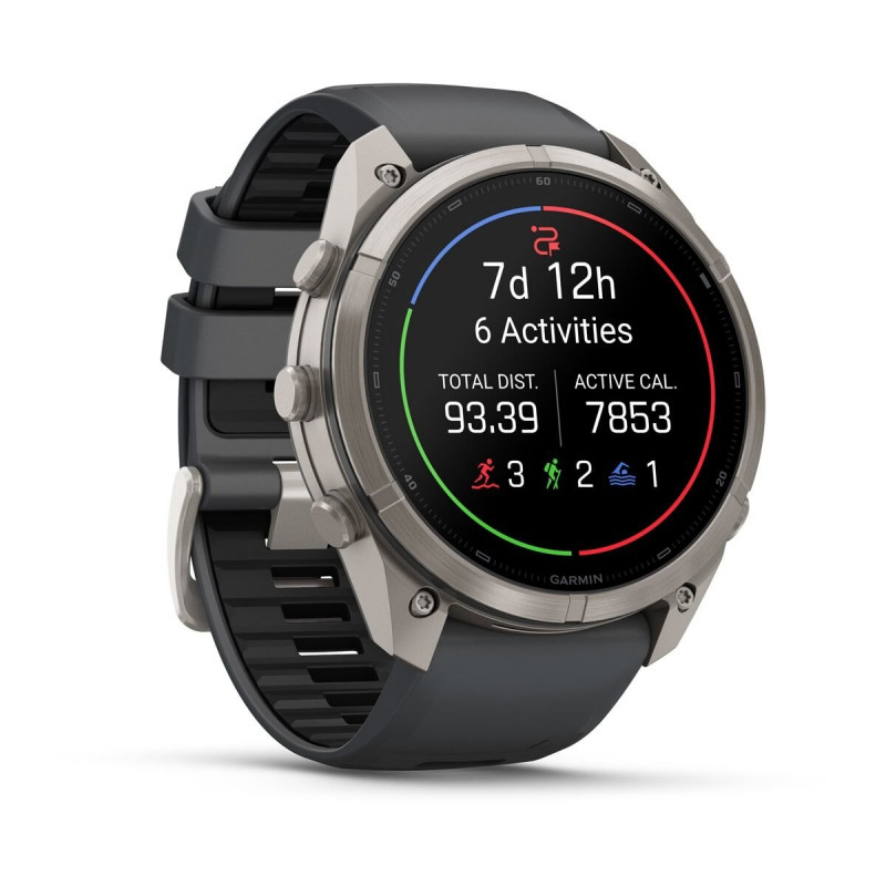 Garmin Fenix 9 Pro – 51mm Titanium με Graphite/Μαύρο λουράκι σιλικόνης Smartwatch