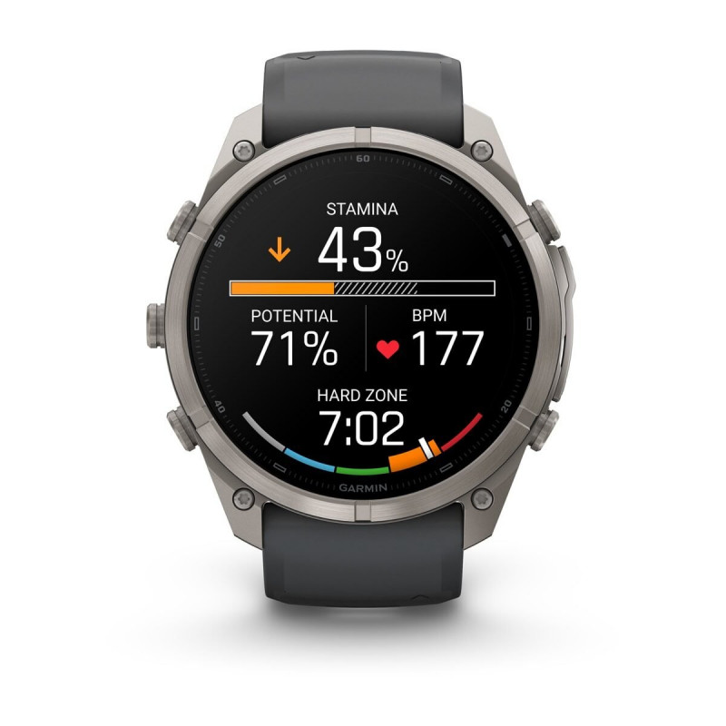Garmin Fenix 9 Pro – 51mm Titanium με Graphite/Μαύρο λουράκι σιλικόνης Smartwatch