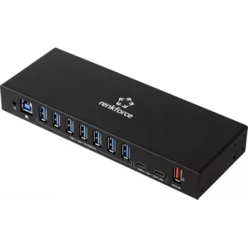 Renkforce RF-7403762 USB hub 10 θυρών USB-A, USB-C® USB 3.2 Gen1 5 GBit/s για βιομηχανικές εφαρμογές μαύρο RF-IH10-100