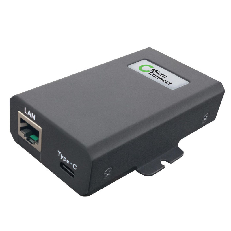 Microconnect POEINJ-60W-USBC Gigabit PoE injector, IEEE 802.3af/802.3bt, 100 m, μαύρο