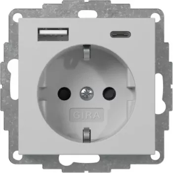 Gira πρίζα με USB, γκρι (2459015)