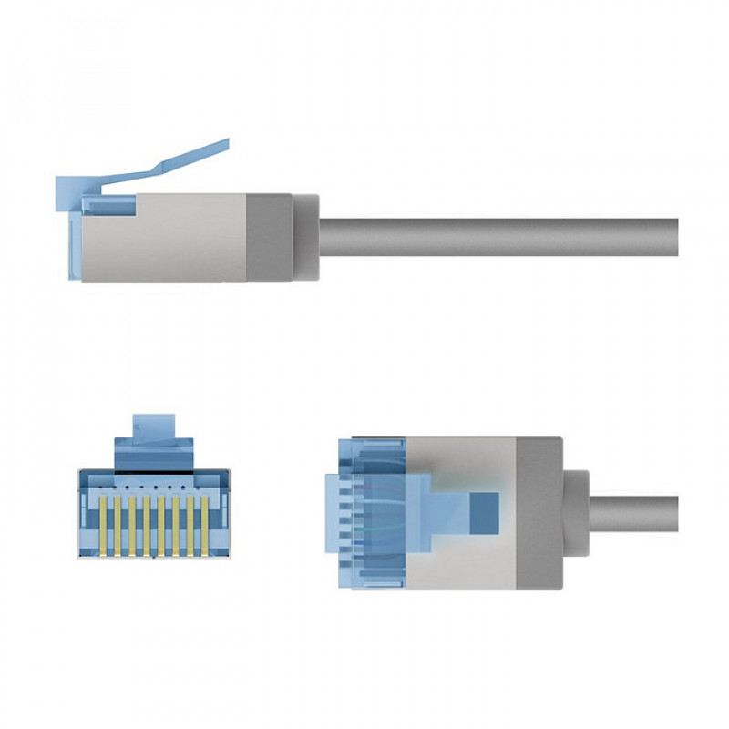 Goobay Slim Cat6a U/FTP Καλώδιο patch RJ45, 1 m, Γκρι