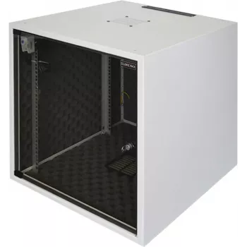 Silence Rack Office 12U 19 ίντσες ηχομονωτικό ντουλάπι με αθόρυβο ανεμιστήρα και γυάλινη πόρτα, 600 x 600 mm, ανοιχτό γκρι (SRO126060)