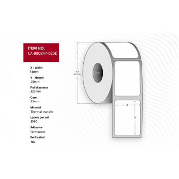 Ετικέτες 51 x 25 mm, πυρήνας 25 mm (CA-880247-025D)