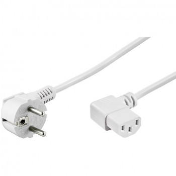 DSIT Γωνιακό καλώδιο τροφοδοσίας Schuko σε IEC C13, 2 m, λευκό