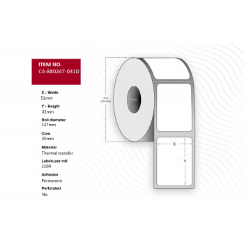 Ετικέτες 51 x 32 mm, πυρήνας 25 mm (CA-880247-031D)