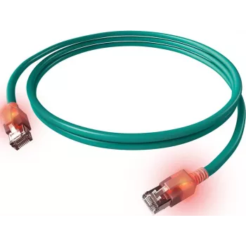 ZVK EasyLan Cat6a LED καλώδιο patch RJ45, θωρακισμένο, 7,5 m, τυρκουάζ