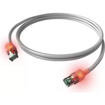 ZVK EasyLan Cat6a LED καλώδιο patch RJ45, θωρακισμένο, 7,5 m, τυρκουάζ