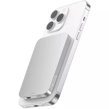 Nevox Μαγνητικό ασύρματο powerbank Qi2, 5000 mAh, ασημί/λευκό