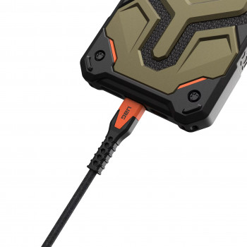Urban Armor Gear Ανθεκτικό καλώδιο Kevlar USB-C σε USB-C, 140 W, 1,5 m, μαύρο/πορτοκαλί