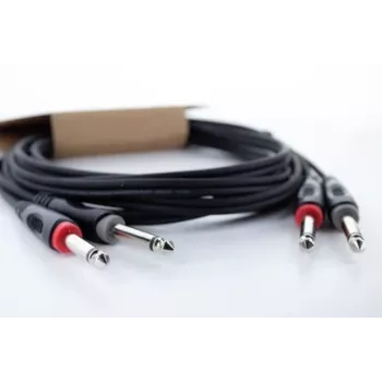 Cordial 14845 Καλώδιο ήχου jack [2x αρσενικό jack 6,3 mm (mono) - 2x αρσενικό jack 6,3 mm (mono)] 3 m μαύρο περίβλημα PVC, Twin-Lead