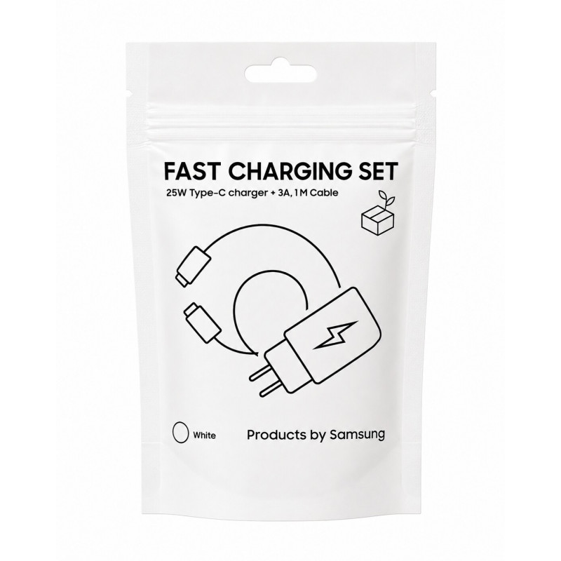 Samsung Ταξιδιωτικός προσαρμογέας TA800 με καλώδιο USB-C σε USB-C, Λευκό