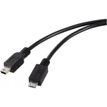Renkforce Καλώδιο USB 2.0 Micro-USB σε Mini-USB, 0,5 m, Μαύρο