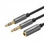 UGREEN UV140 καλώδιο διαχωριστή ήχου AUX 3,5 mm – μαύρο/γκρι