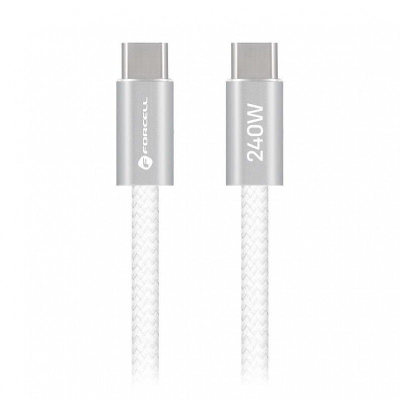Forcell καλώδιο USB USB-C σε USB-C, 2 m, 240 W, λευκό
