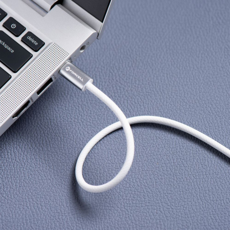 Forcell καλώδιο USB USB-C σε USB-C, 2 m, 240 W, λευκό