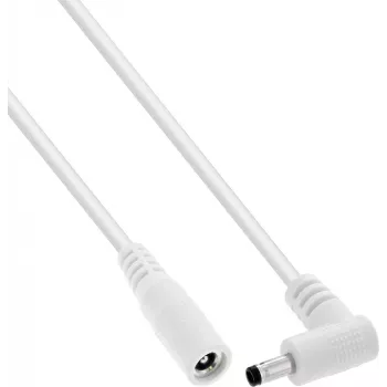 InLine® καλώδιο επέκτασης DC, γωνιακό βύσμα αρσενικό, 4,0 x 1,7 mm, λευκό, 0,5 m