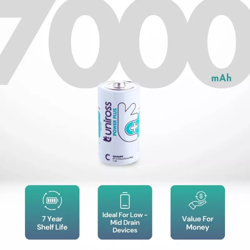 Uniross Power Plus C / LR14 Μπαταρίες 7000mAh, 2 τεμ.