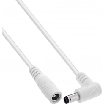 InLine® Καλώδιο Επέκτασης DC, γωνιακό βύσμα αρσενικό, 5,5 x 2,5 mm, λευκό, 0,2 m