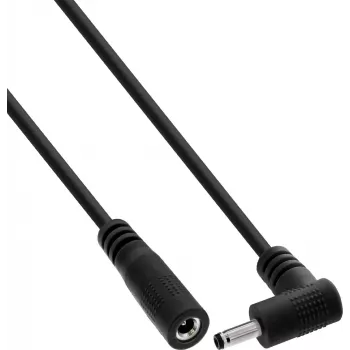 InLine® Καλώδιο Επέκτασης DC, γωνιακό βύσμα αρσενικό, 3,5 x 1,35 mm, μαύρο, 0,2 m