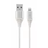 Gembird Καλώδιο USB 2.0 σε Lightning (8-Pin) με υφασμάτινη επένδυση, 2 m, λευκό